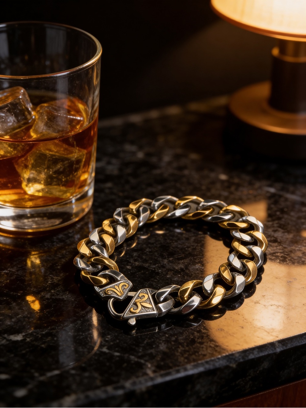 Two-Tone Chunky Curb Bracelet — Gold & Silver